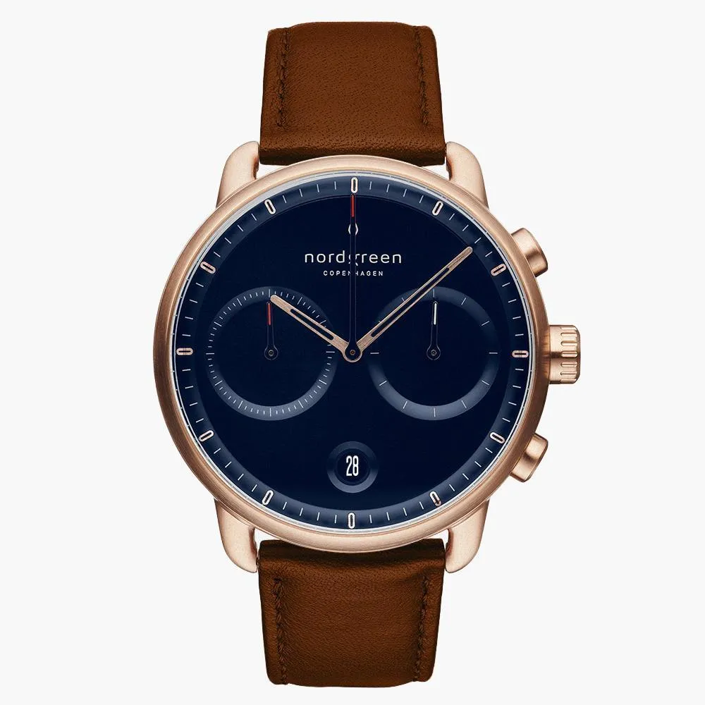 Pioneer | Navy Dial - Brown Vegan Leather