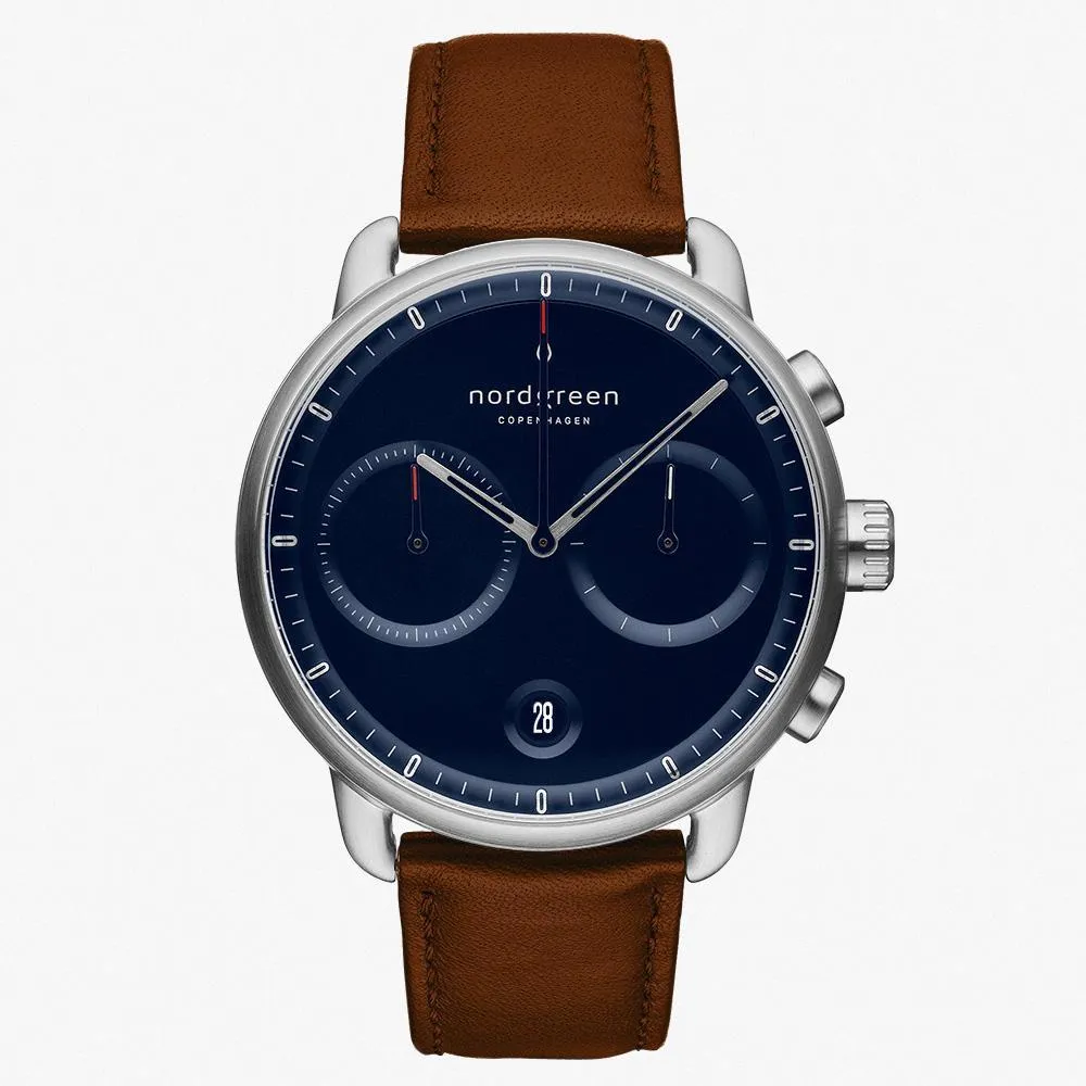 Pioneer | Navy Dial - Brown Vegan Leather