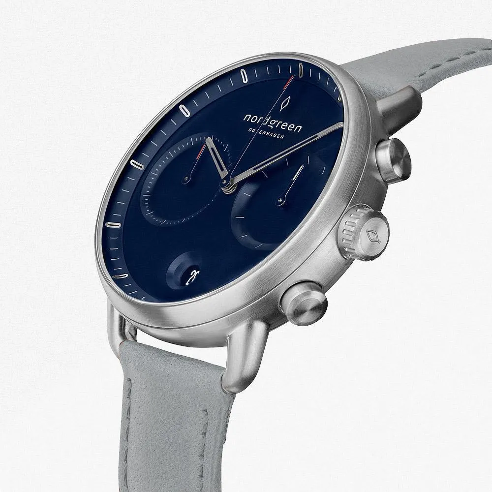 Pioneer | Navy Dial - Dove Grey Vegan Leather