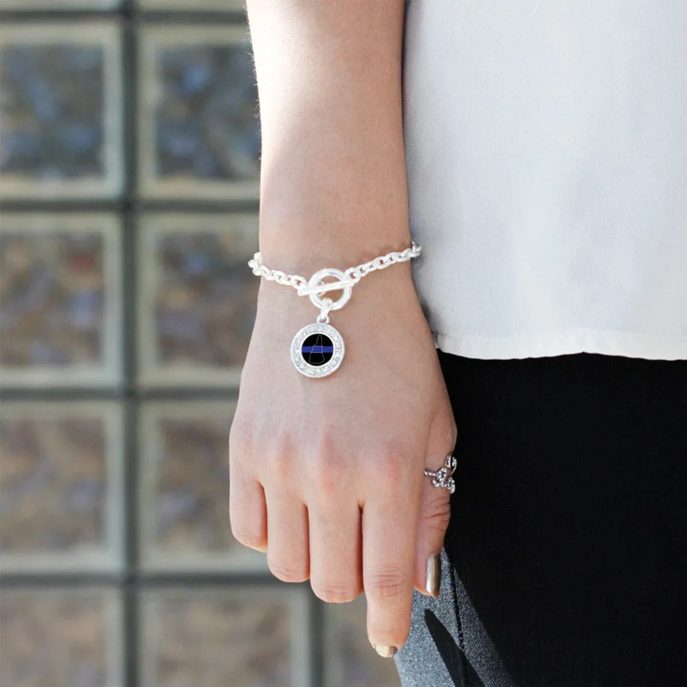 Silver New Hampshire Thin Blue Line Circle Charm Toggle Bracelet