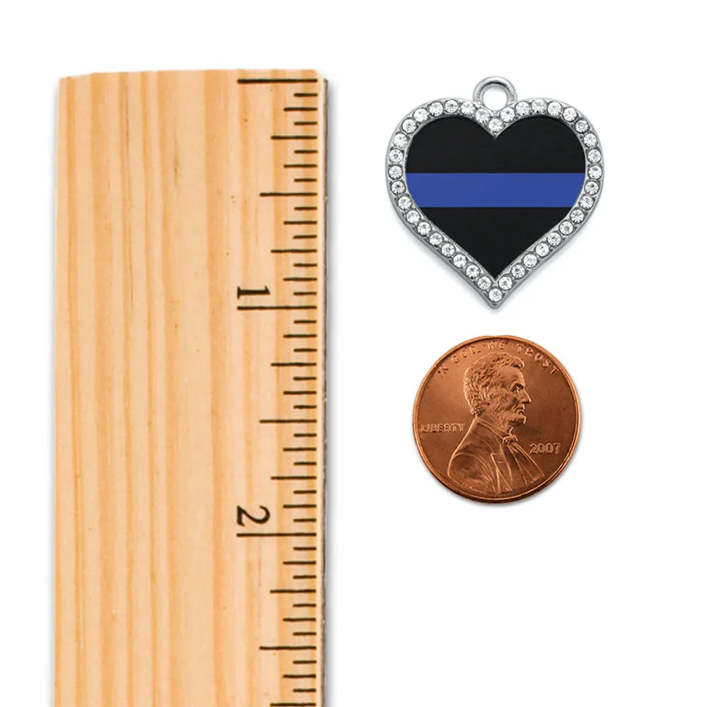 Silver Thin Blue Line - Police Support Open Heart Charm Toggle Bracelet