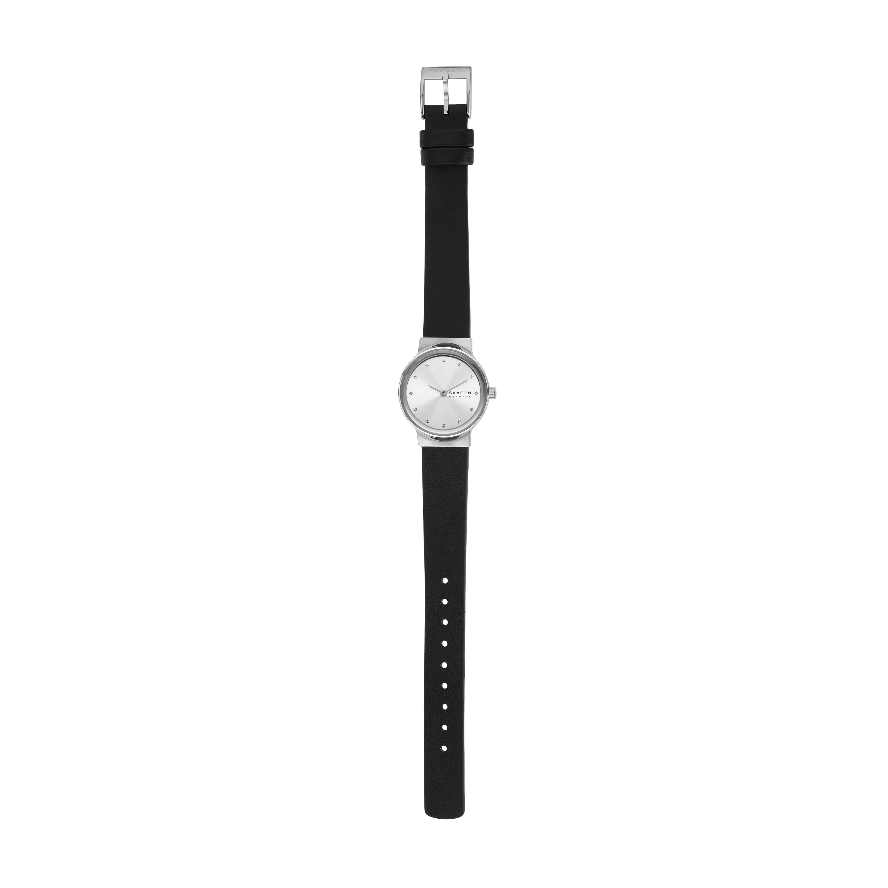 Skagen Freja Minimalist Black Leather Watch for Women SKW3119