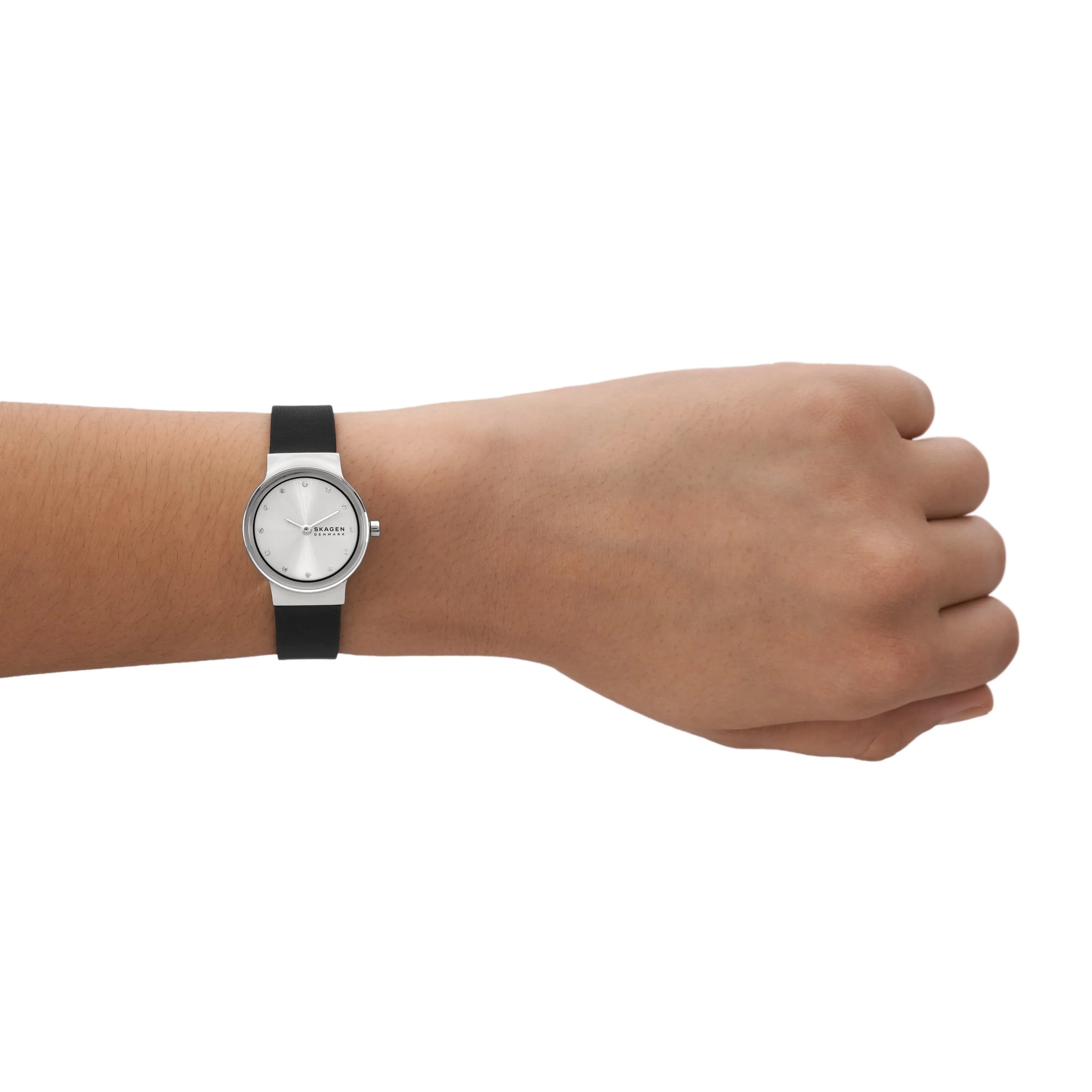 Skagen Freja Minimalist Black Leather Watch for Women SKW3119