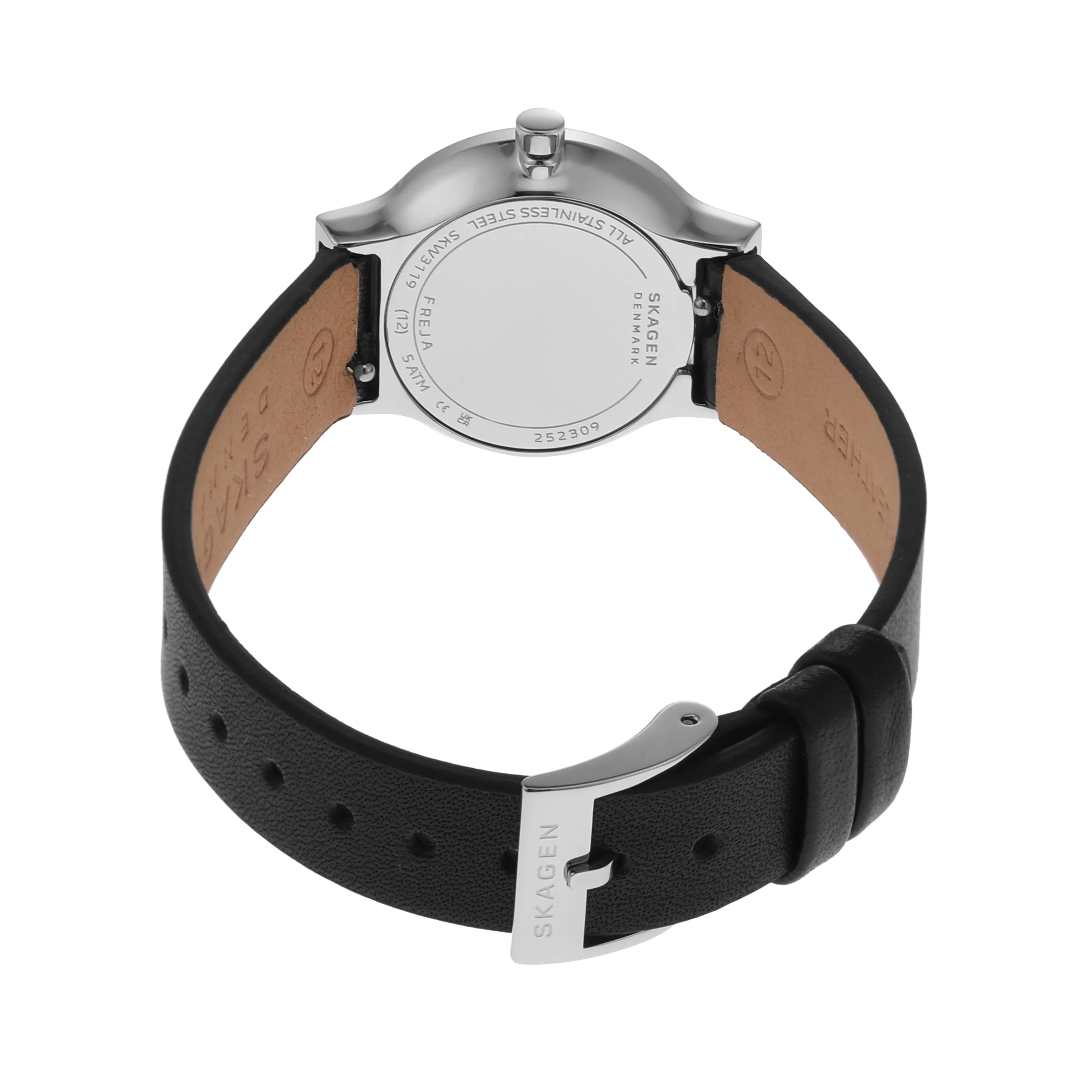 Skagen Freja Minimalist Black Leather Watch for Women SKW3119