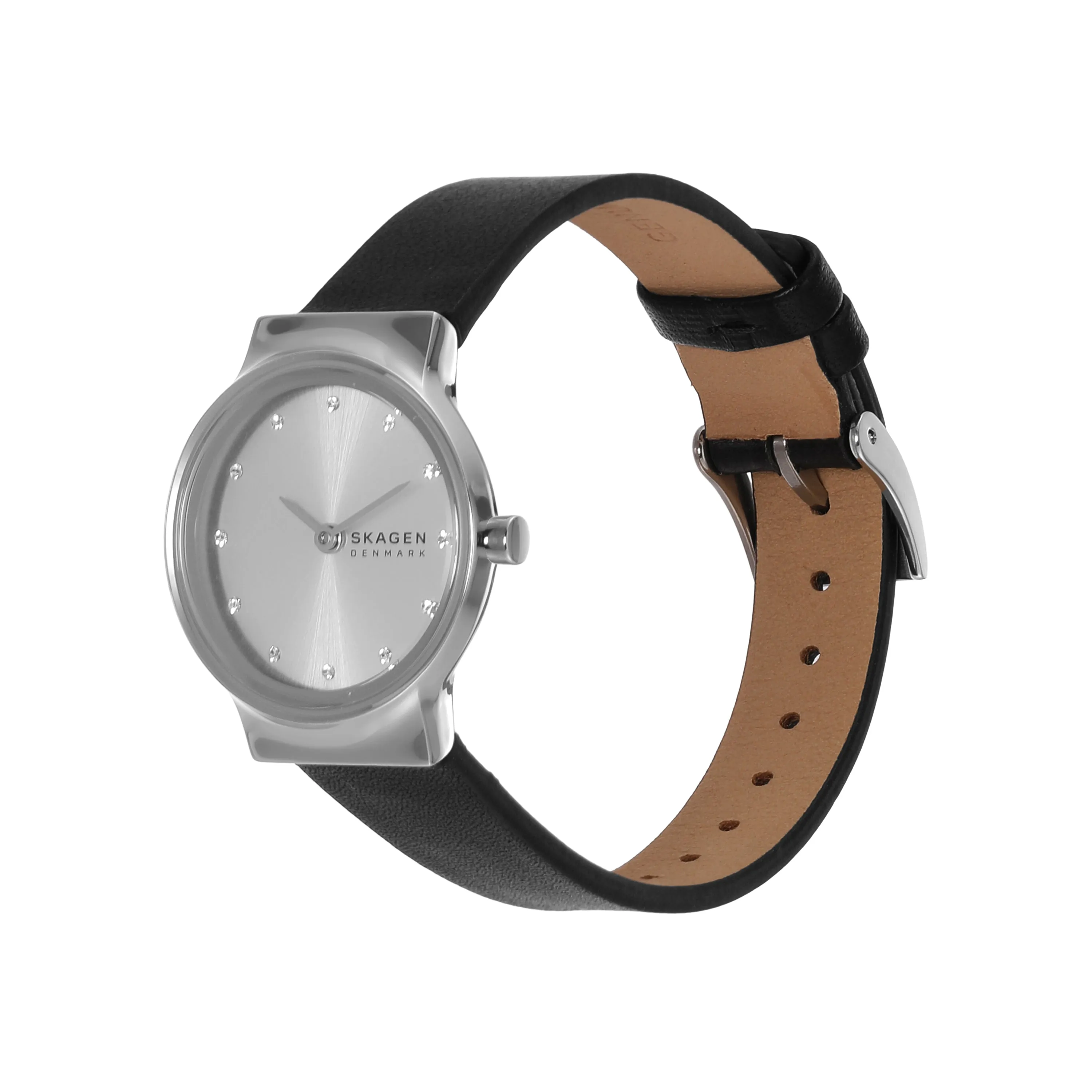 Skagen Freja Minimalist Black Leather Watch for Women SKW3119