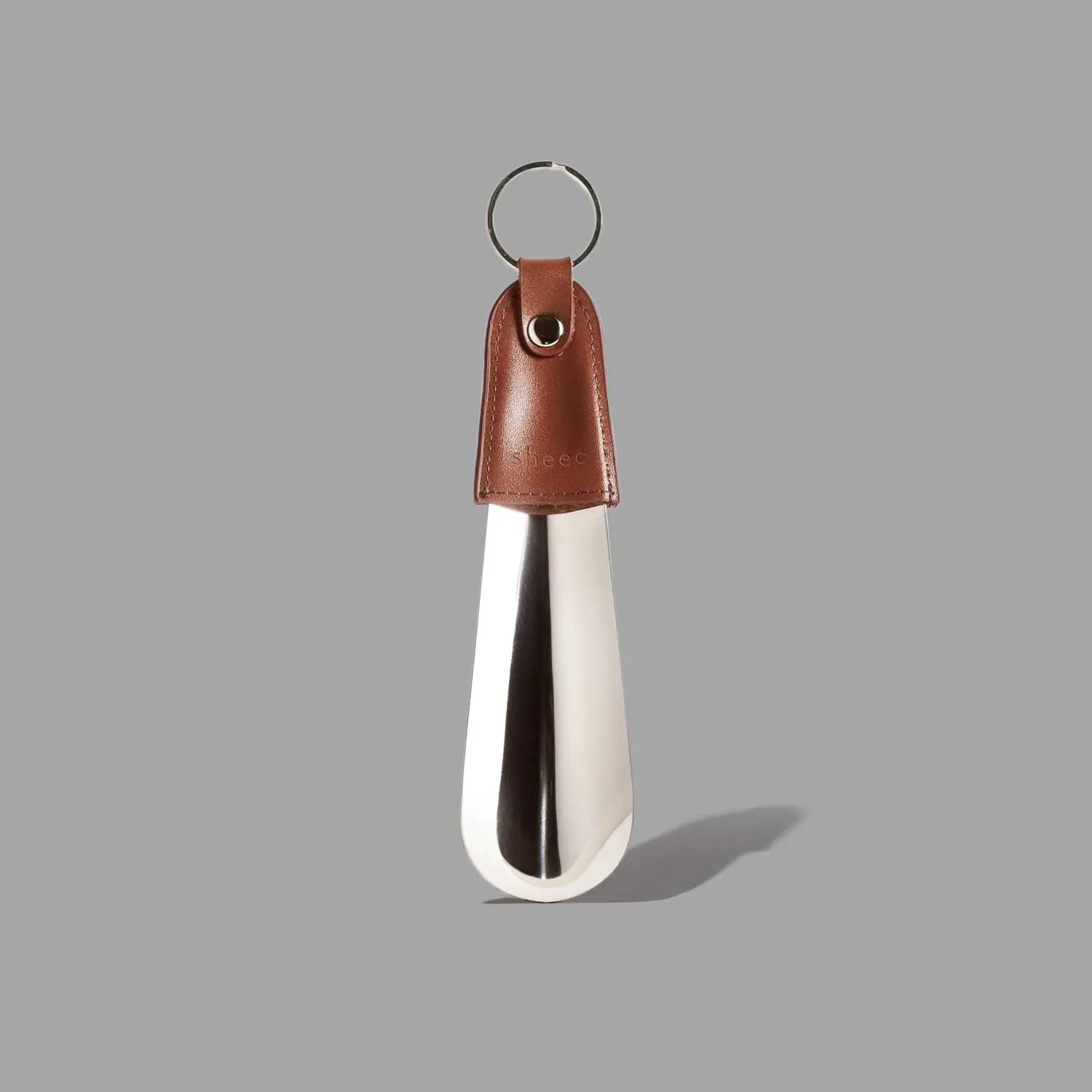 Small Metal Shoe Horn with Faux Leather Handle