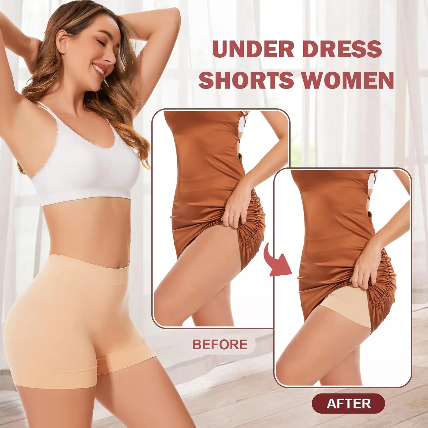 UUMIAER Slip Shorts for Women Under Dresses, Anti-Chafing Boyshorts Panties Shapewear, Yoga Biker Shorts