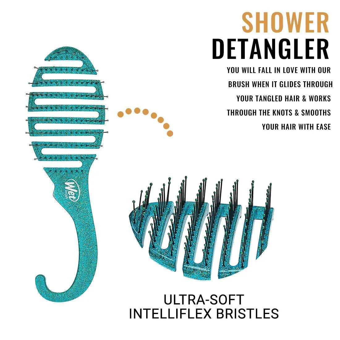 Wet Brush® Shower Detangler Hair Brush Green Glitter