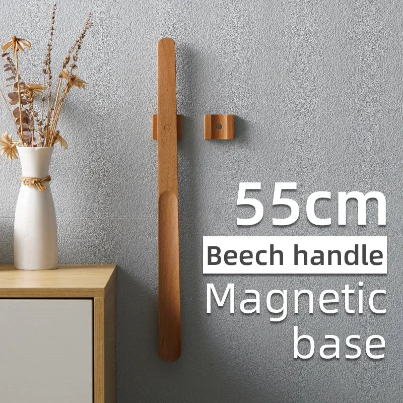 wooden 21.65 IN Long Handle Shoehorn With Magnetic Base