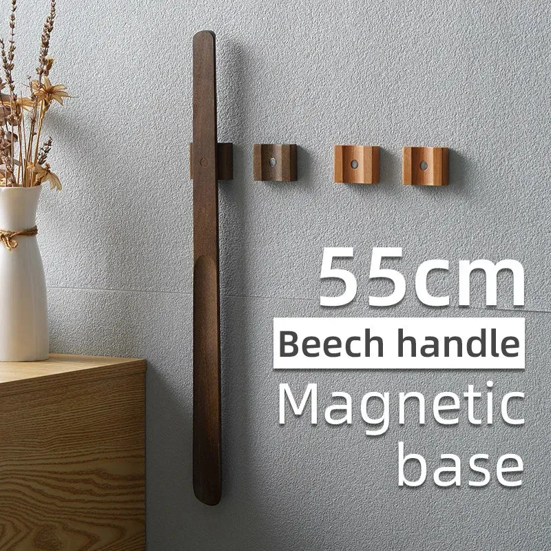 wooden 21.65 IN Long Handle Shoehorn With Magnetic Base