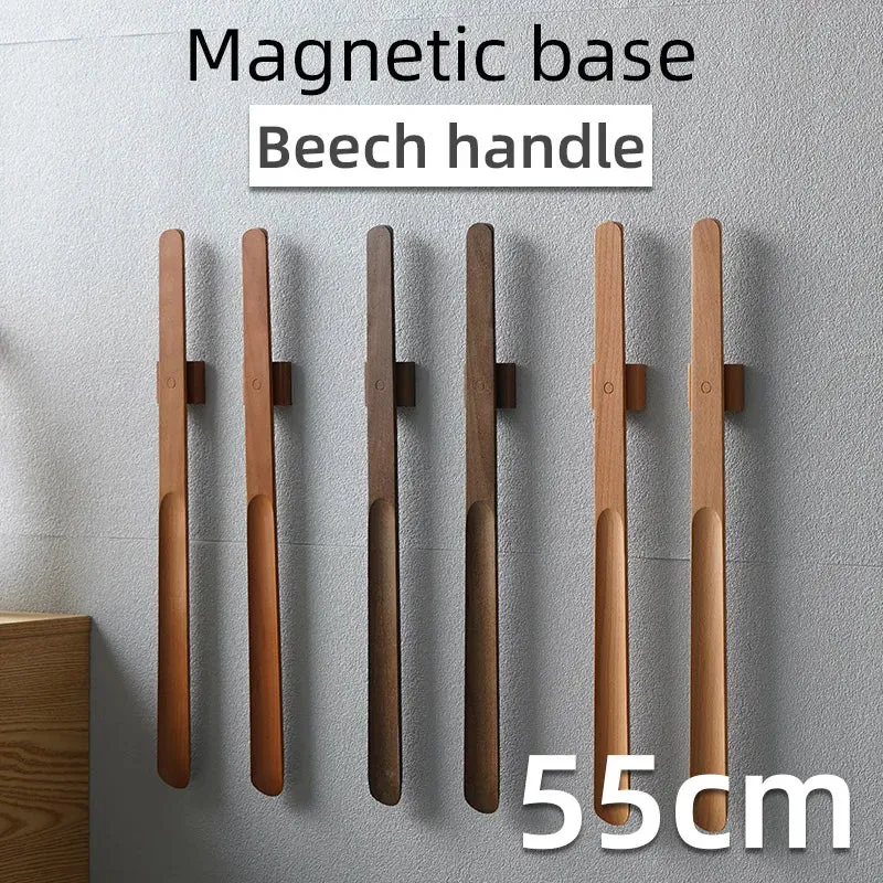 wooden 21.65 IN Long Handle Shoehorn With Magnetic Base