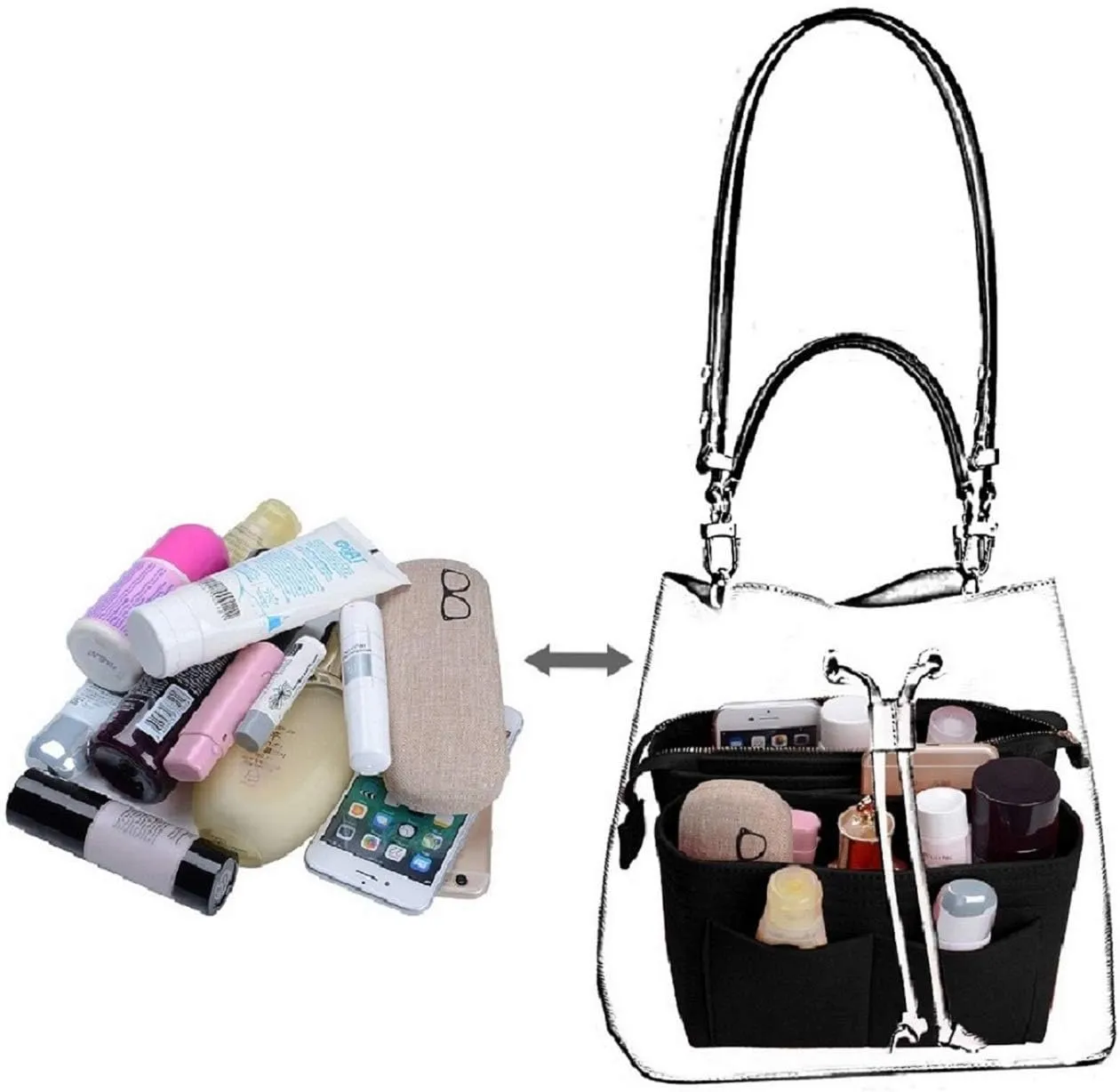 ZTUJO Purse Organizer, Bag Organizer, Insert Purse Organizer With 2 Packs In One Set For LV NeoNoe No Series perfectly